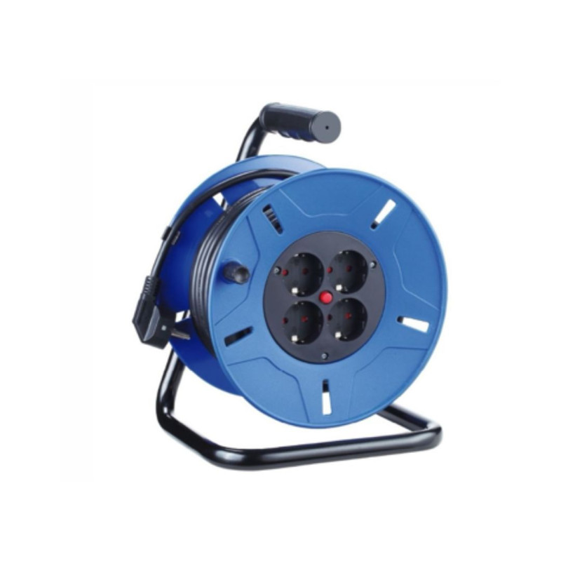 Enrollacables 25 m 3G 1,5 mm 4 Tomas Bipolares con Protector Térmico