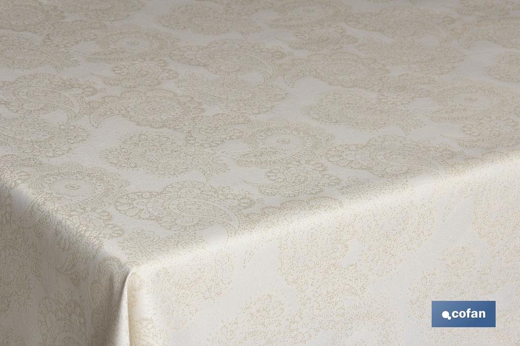 MANTEL JACQUARD LINO ORO 1,40x1,80mt MODELO VELONIA