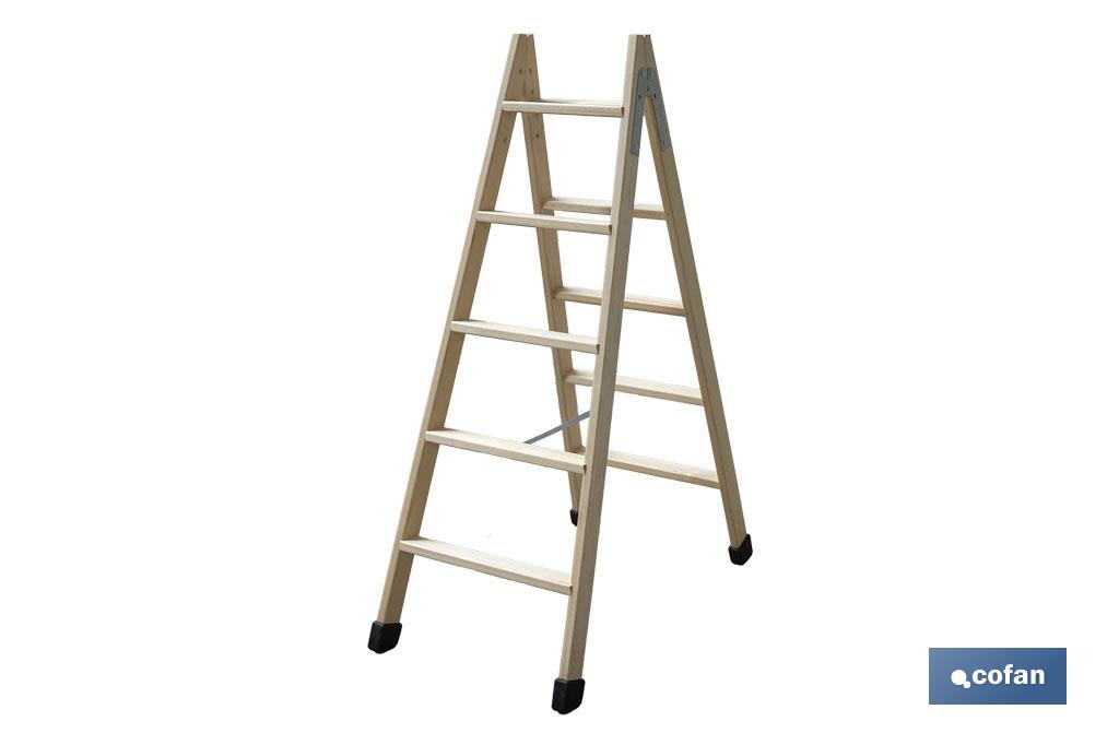 ESCALERA MADERA DOBLE 5 PELDAÑOS 1,25 M