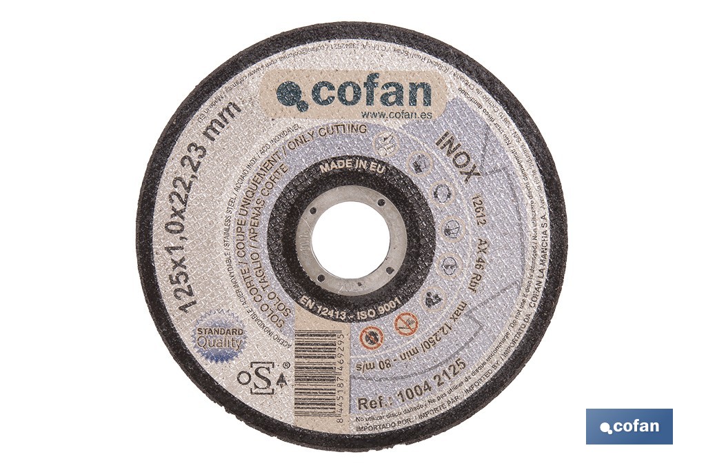 DISCO CORTE - 125X1,0X22,23 METAL STAND.