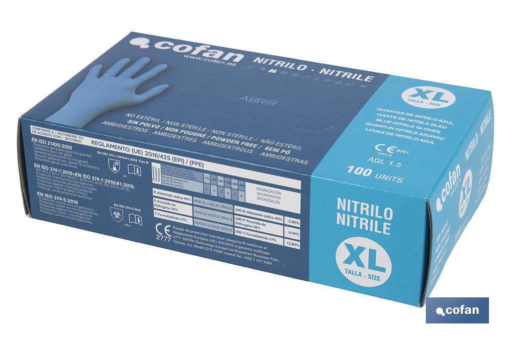 CAJA 100 UNDS. GUANTES DE NITRILO T - XL