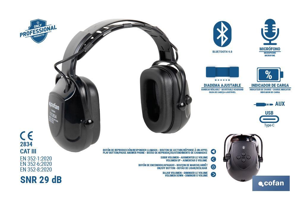 CASCOS ANTIRRUIDO SNR 29 dB CON BLUETOOTH