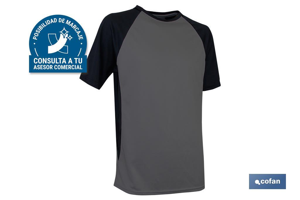 CAMISETA TRANSPIRABLE MODELO PILOTE GRIS-NEGRA 160 g/m2 TALLA-L