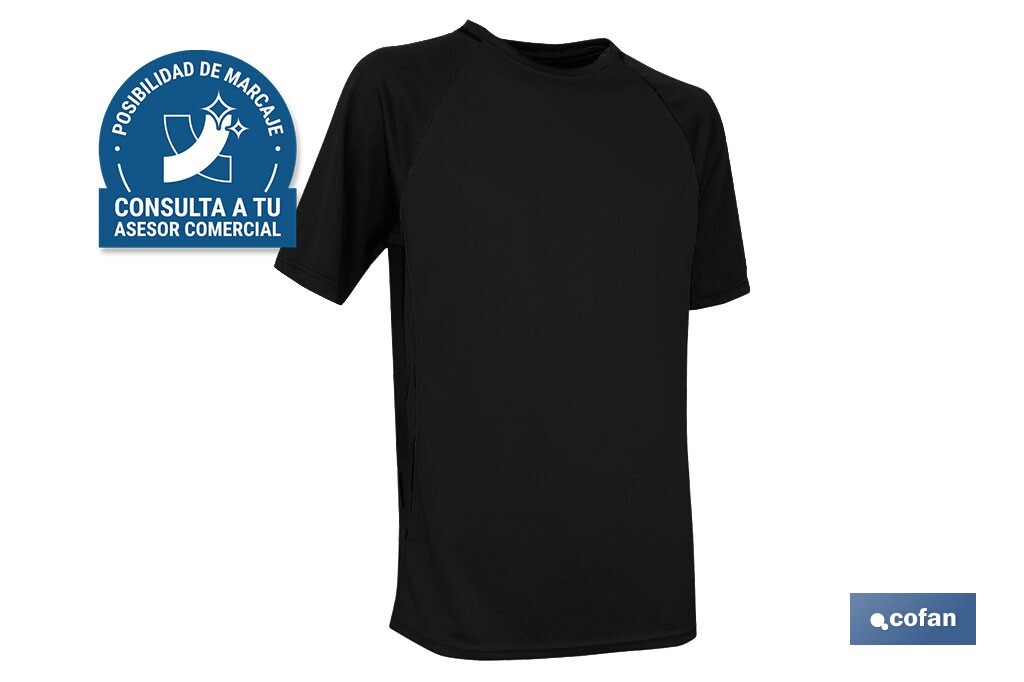 CAMISETA TRANSPIRABLE MODELO PILOTE NEGRA 160 g/m2 TALLA-L