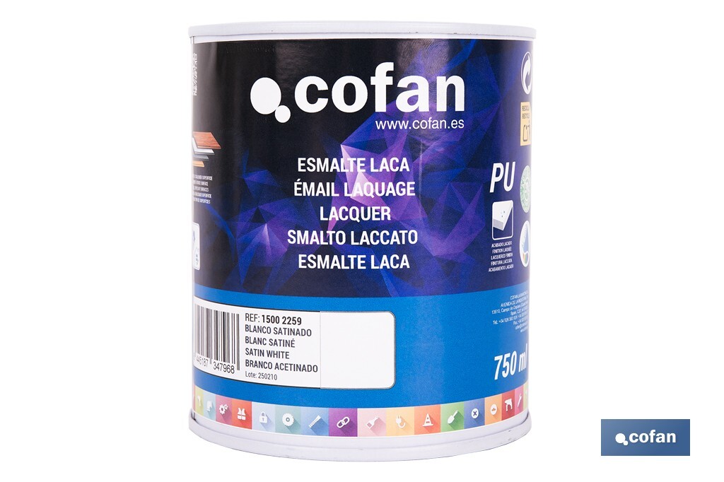 ESMALTE LACA AL AGUA BLANCO 750 ML SATINADO