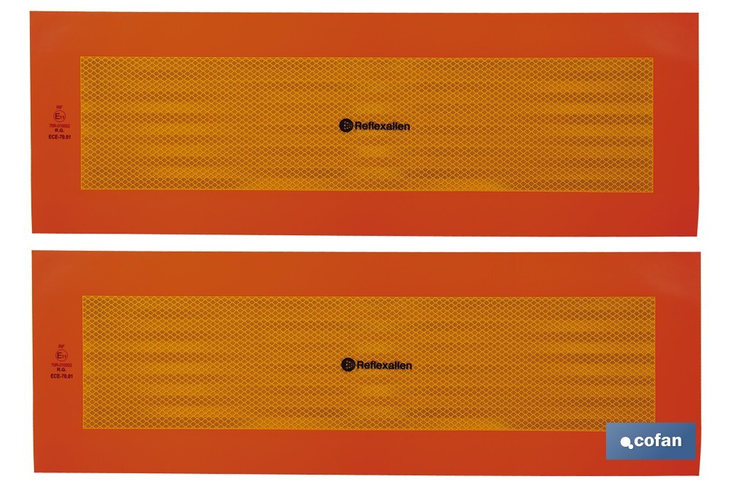 PACK DE 2 UDS. PLACA ADHESIVA V-6 PARA VEHÍCULO LARGO 565 X 195 MM