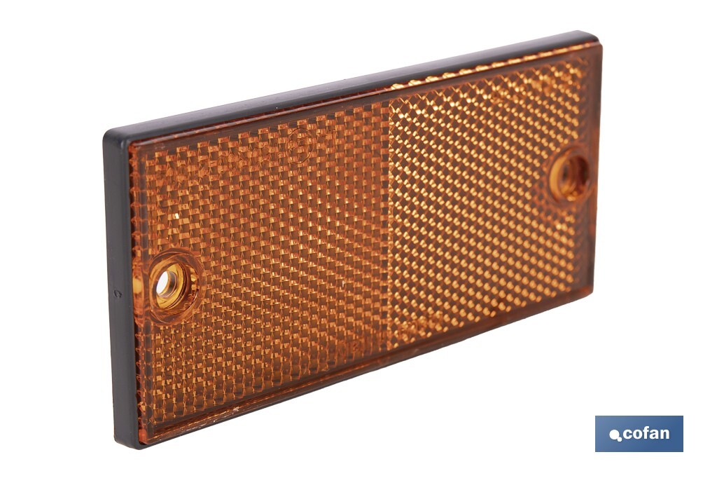 CATADIÓPTRICO RECTANGULAR ÁMBAR 106 X 50 MM CON AGUJERO SIN TORNILLO