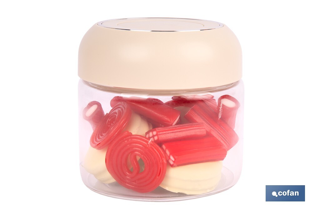 BOTE DE VIDRIO BOROSILICATO CON TAPA BEIGE GAMA LAUREL 400 ML