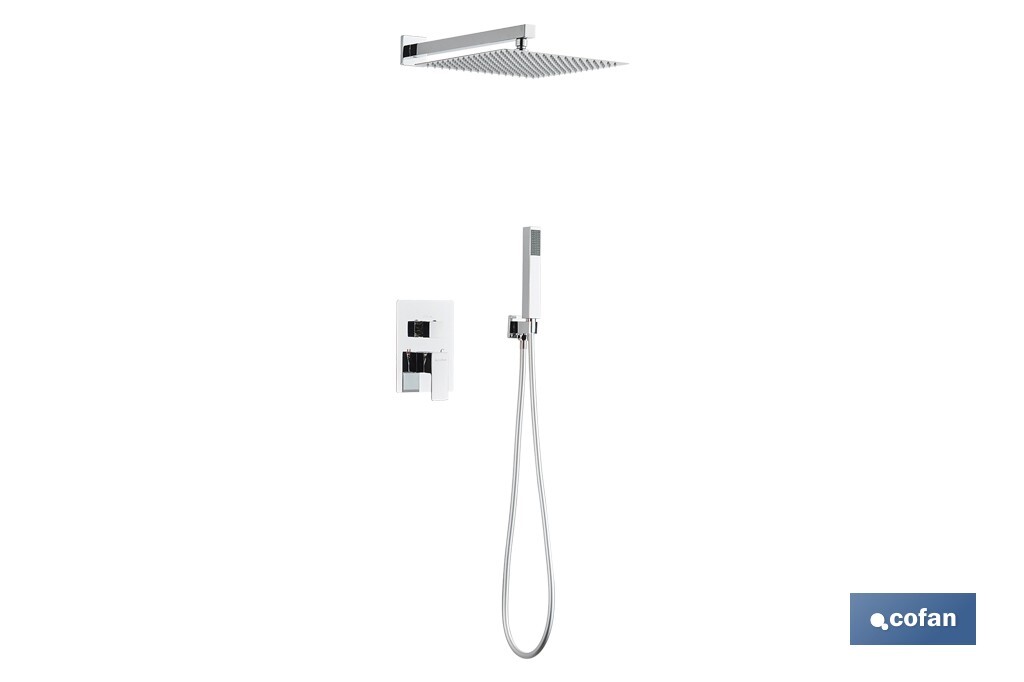 CONJUNTO DE DUCHA EMPOTRADA MONOMANDO CUADRADA CROMADA