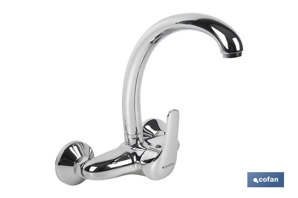 GRIFO DE COCINA/ LAVADERO MONOMANDO PARA PARED CON CAÑO ALTO