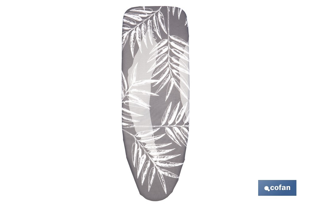 FUNDA ACOLCHADA PARA TABLA DE PLANCHAR 135 X 53 CM RAMAS GRIS BITONAL