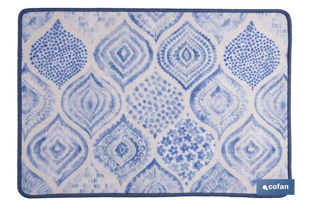 FELPUDO CON ESTAMPADO DIGITAL AZUL 50 x 70 CM