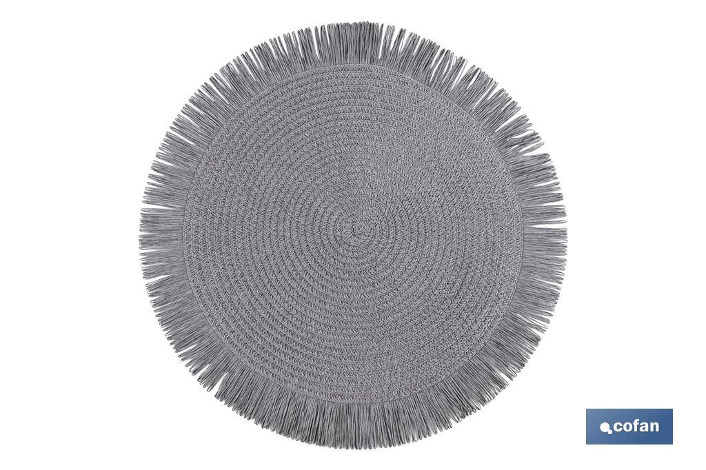 BAJOPLATO REDONDO FLECOS DE COLOR GRIS  MEDIDA 38 CM