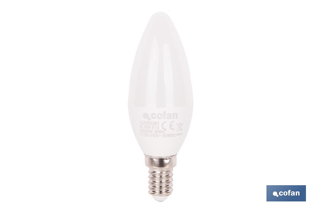 BOMBILLA LED VELA 6.5 W E14 806 LM 6500 K