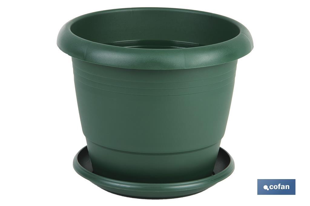 MACETA VERDE MODELO GARDENIA 25X20.5+ PLATO21cm venta unitaria