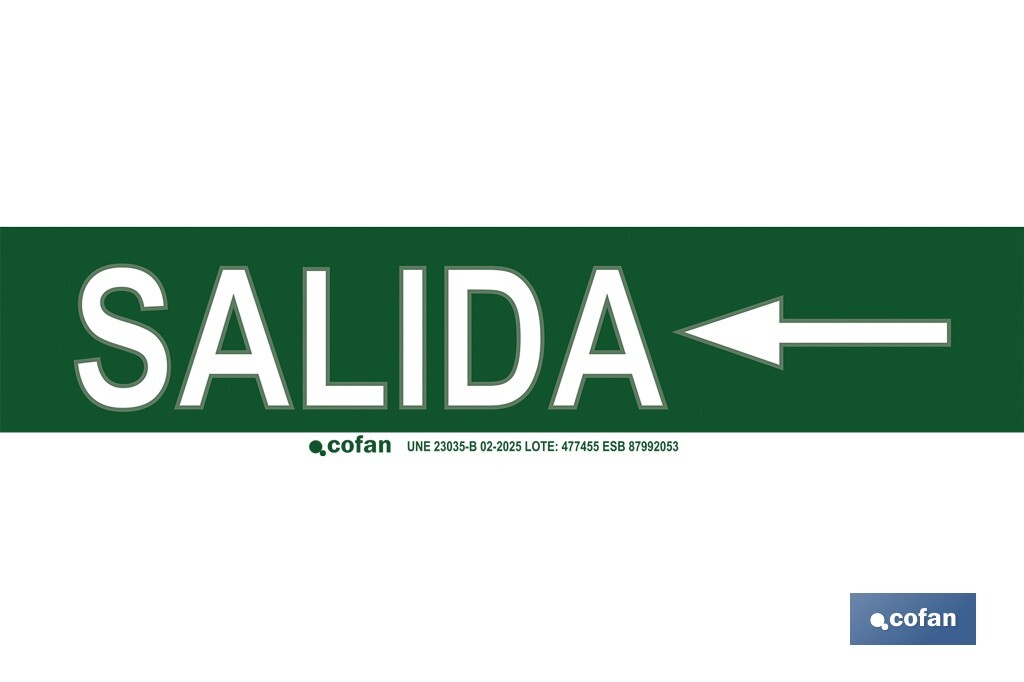 SEÑAL LUMINISCENTE 400X100MM.