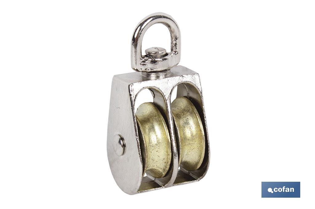 POLEA DOBLE GIRATORIA NIQUELADA (Ø30MM) Venta unitaria