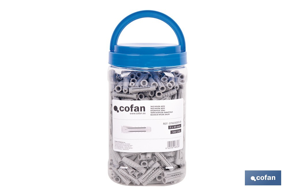 TACO NYLON PA-6 M-8X40 BOTE DE 500 UDS.