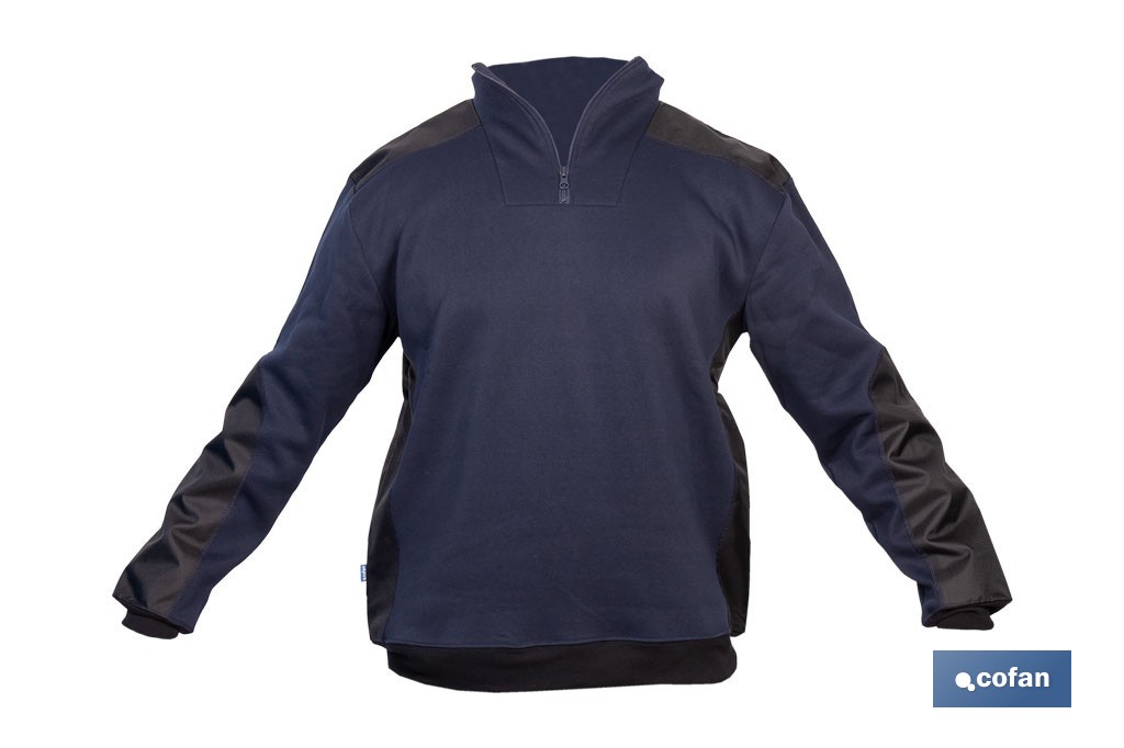 SUDADERA RANGER CUELLO CREMALLERA 280GMS AZUL-NEGRO T-M