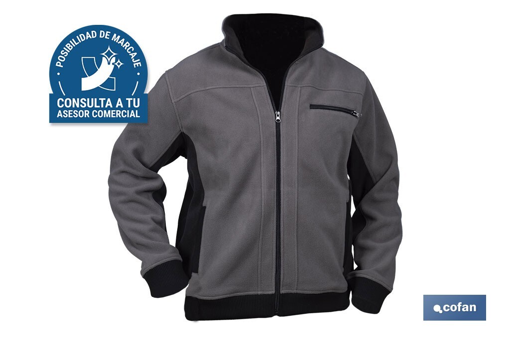 CHAQUETA POLAR MODELO WALKER 370 G/M GRIS-NEGRO TALLA M