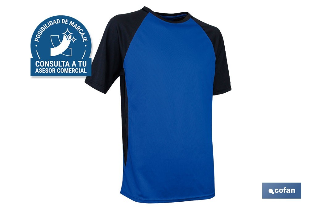 CAMISETA TRANSPIRABLE MODELO PILOTE AZUL-NEGRA 160 g/m2 TALLA-XXL