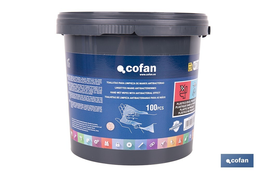TOALLITAS PARA LIMPIEZA DE MANOS ANTIBACTERIAS 100 UDS