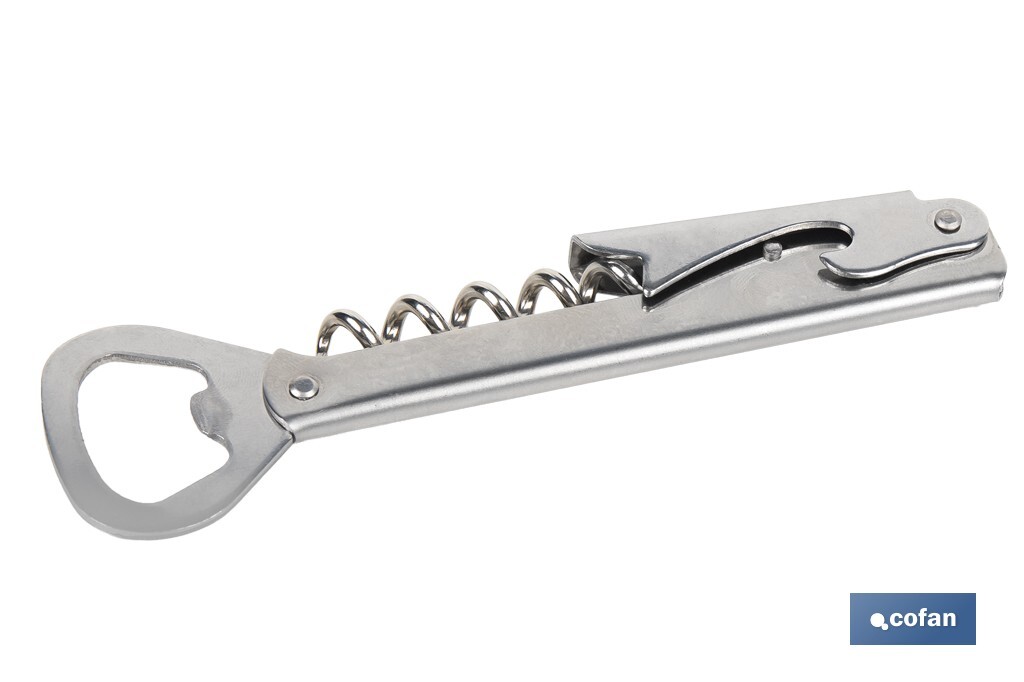 SACACORCHOS DE ACERO INOXIDABLE CON ABRIDOR 14 CM