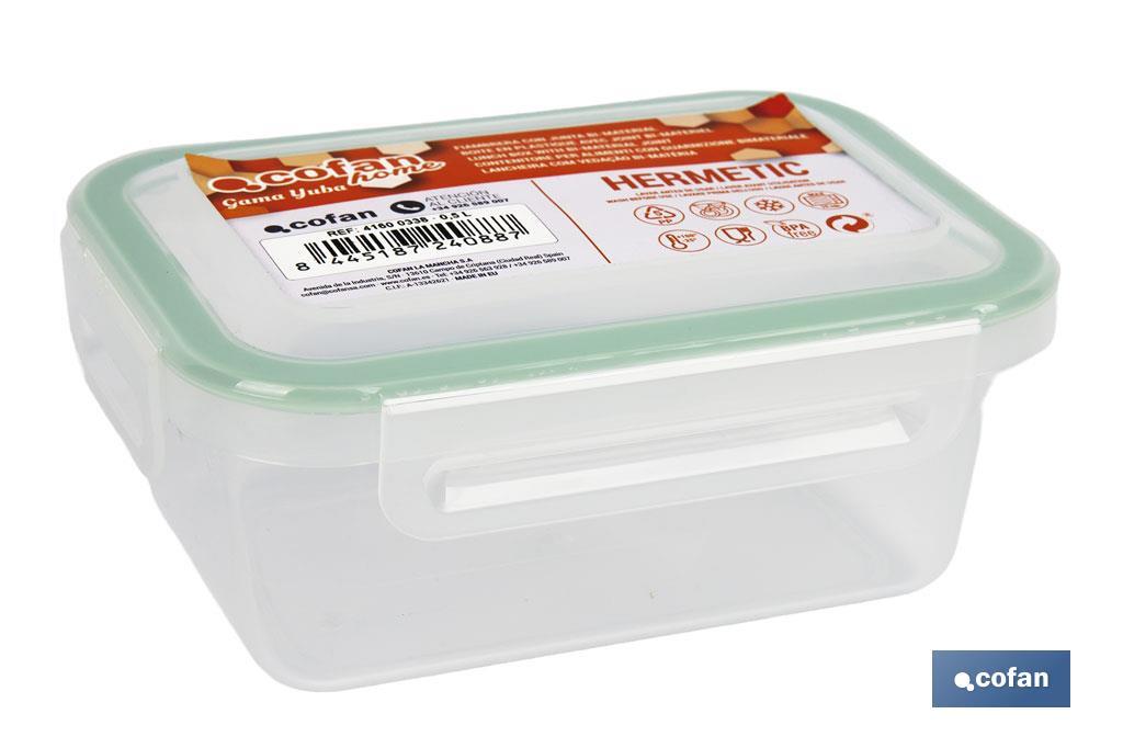 FIAMBRERA VERDE RECTANGULAR CON JUNTA BI-MATERIA MODELO YUBA 0,5 L