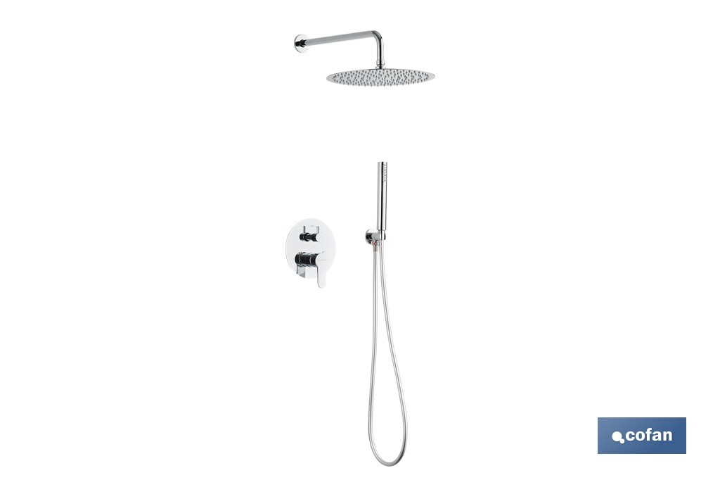 CONJUNTO DE DUCHA EMPOTRADA MONOMANDO REDONDA CROMADA