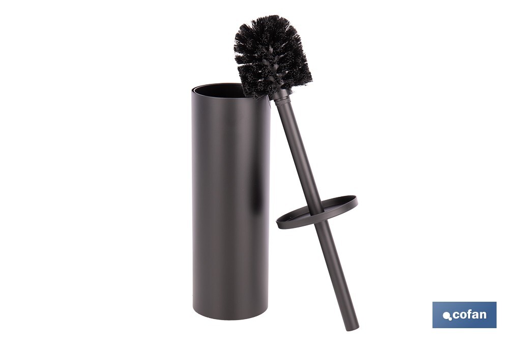 ESCOBILLERO PARA INODORO NEGRO MATE DE ACERO GAMA RIBEIRA 9,1 X 9,1 X 39 CM