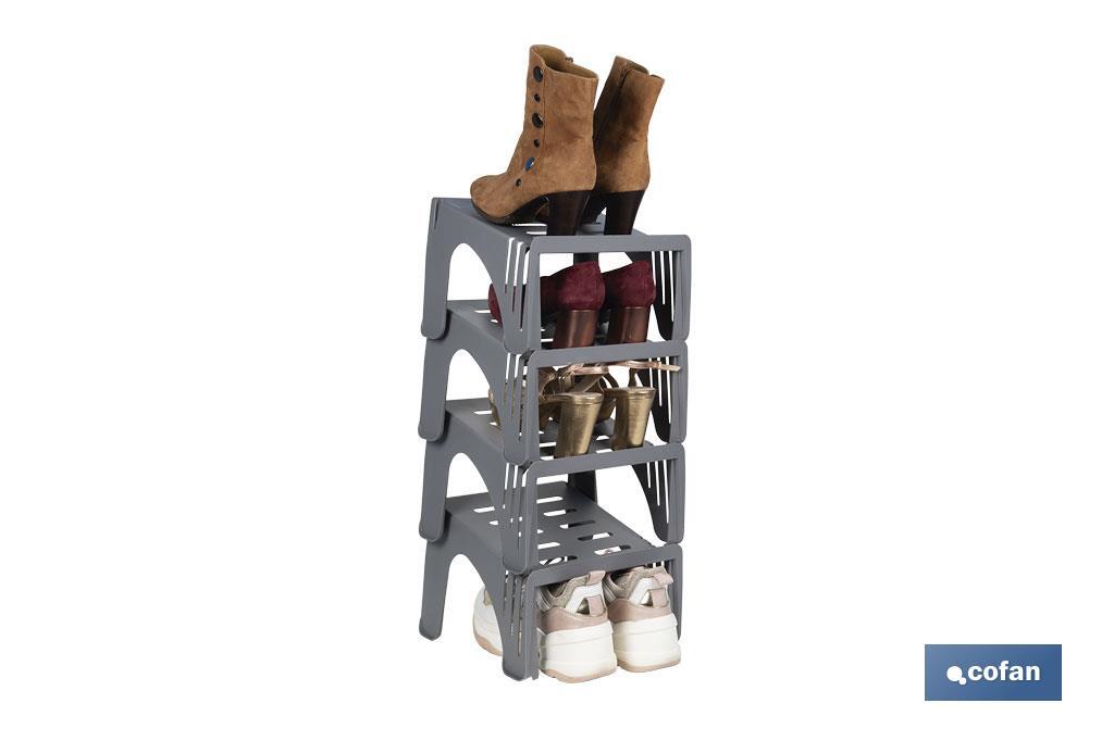 PACK DE 4 ORGANIZADORES DE ZAPATOS DE COLOR GRIS 26 X 26 X 19 CM