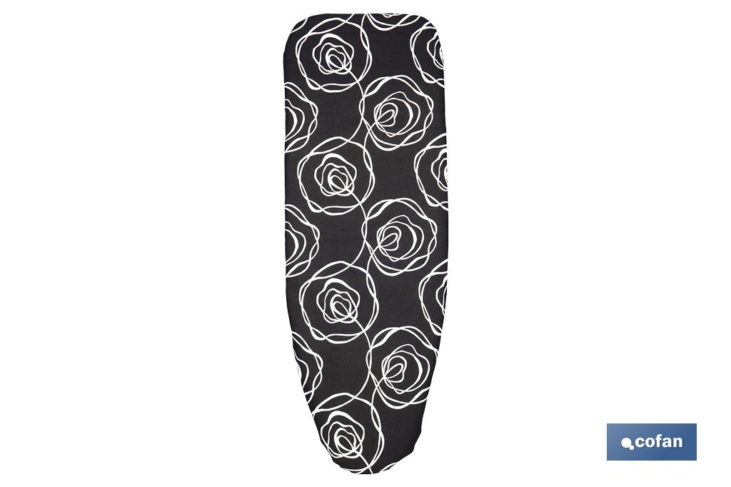 FUNDA ACOLCHADA PARA TABLA DE PLANCHAR 135 X 53 CM ROSAS NEGRAS
