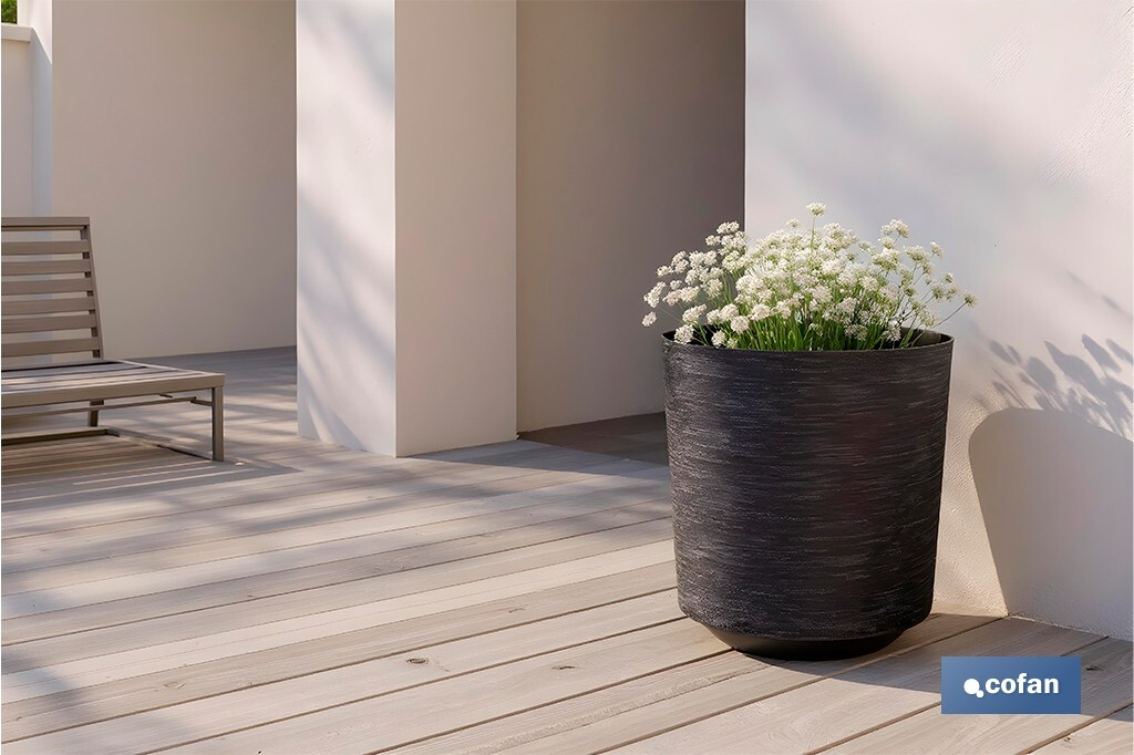 MACETA O MACETERO GAMA TEXTIL COLOR NEGRO PP Ø 285 X 316 MM 16 L