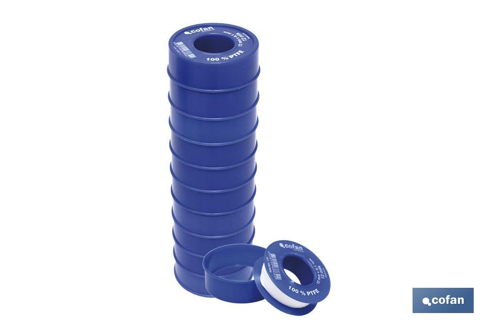 ROLLO 12 MTS CINTA PTFE DE 12mm X 0,10mm venta unitaria