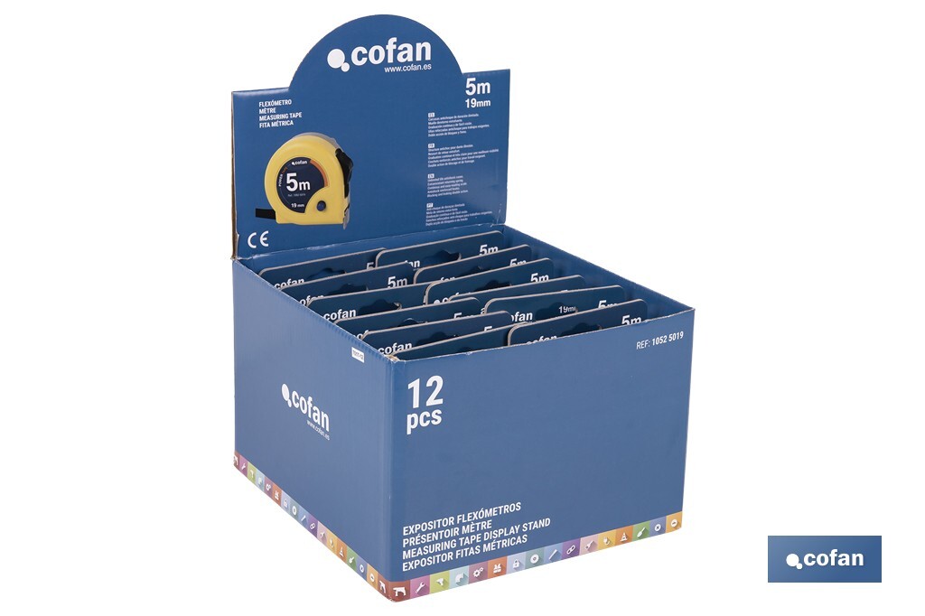EXPOSITOR DE FLEXÓMETROS 19 MM X 5 M 12 UDS.