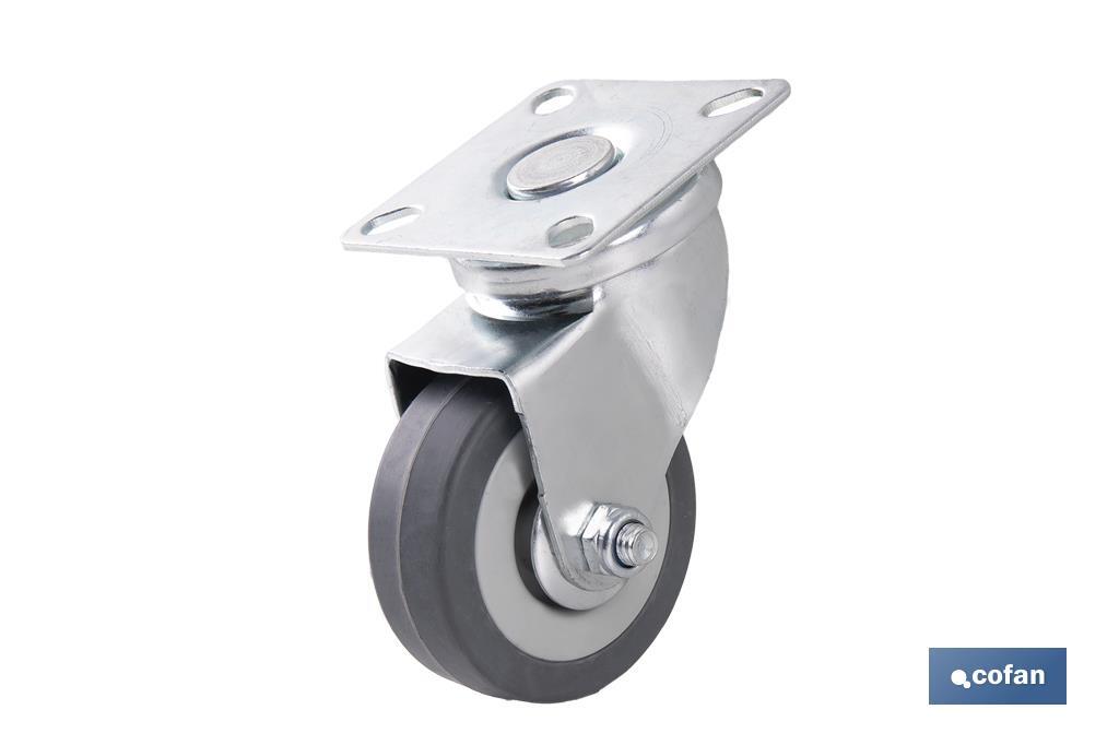 RUEDA GOMA/GRIS PLACA Ø50X18MM