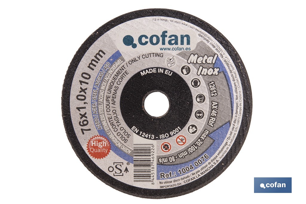DISCO CORTE - 115X1,6X22,23 INOX PROFES.