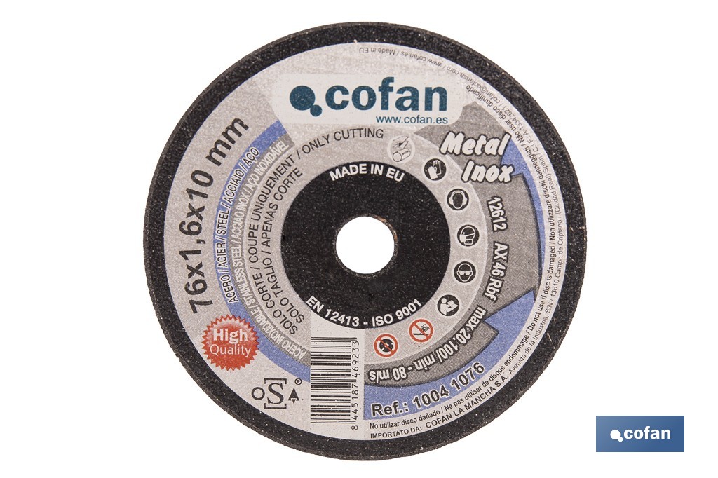 DISCO CORTE - 76X1,6X10 INOX PROFES.