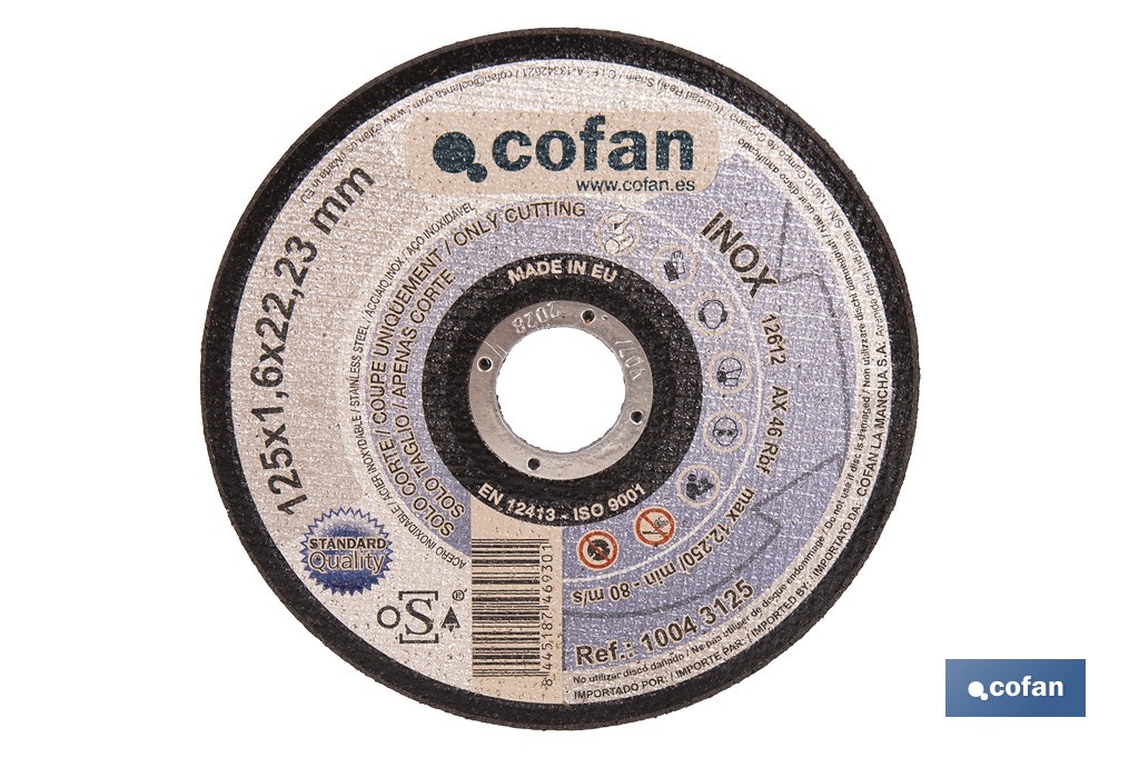 DISCO CORTE - 125X1,6X22,23 METAL STAND.