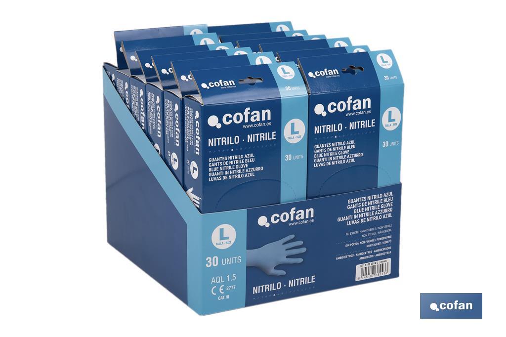 CAJA 30 UNDS. GUANTES NITRILO T-L