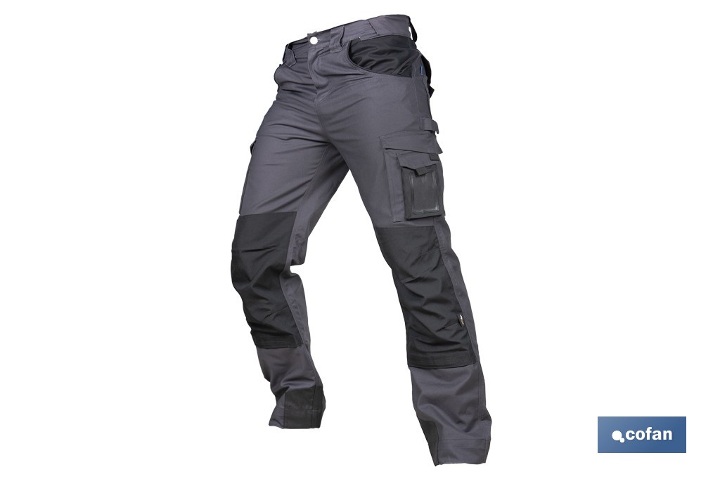 PANTALÓN DE TRABAJO HEIMDALL ELASTANO 280 G/M2 GRIS OSCURO CON DETALLES NEGROS TALLA 38