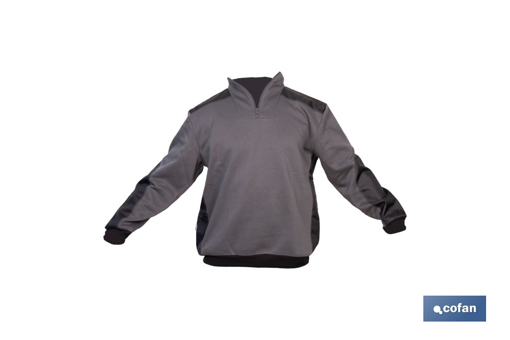 SUDADERA RANGER CUELLO CREMALLERA 280GMS GRIS-NEGRO T-XXXL