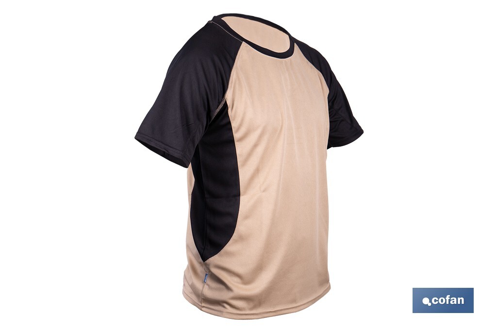 CAMISETA TRANSPIRABLE MODELO PILOTE BEIGE-NEGRA 160 g/m2 TALLA-L