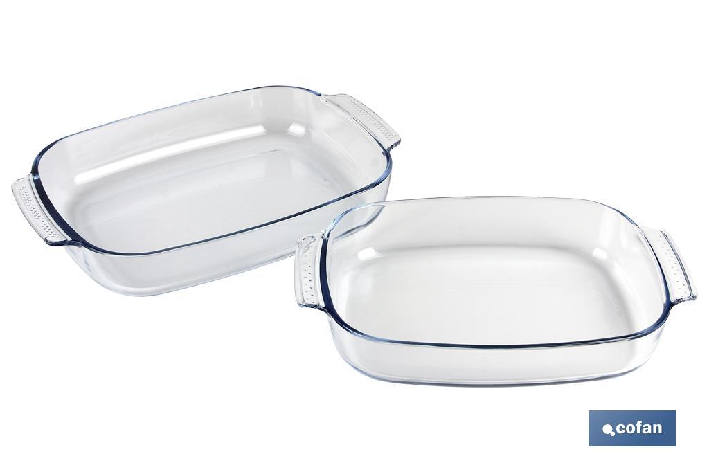 SET DE 2 FUENTES OVALES DE VIDRIO BOROSILICATO MODELO BARITINA 2700 ML - 3800 ML