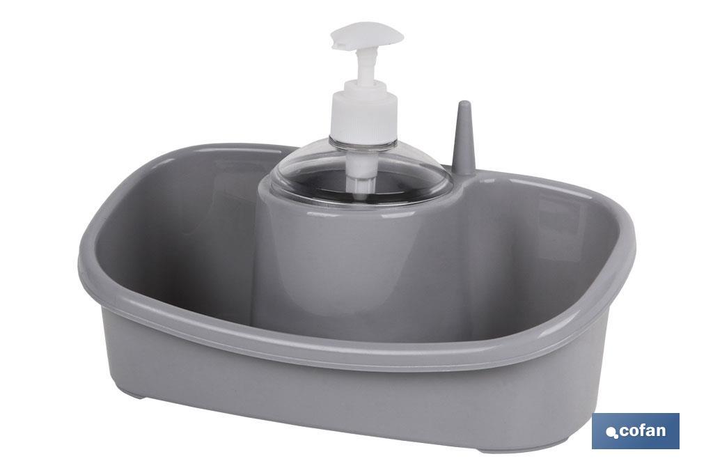 ESTROPAJERO CON DOSIFICADOR GRIS CLARO 26X13X16.5cm