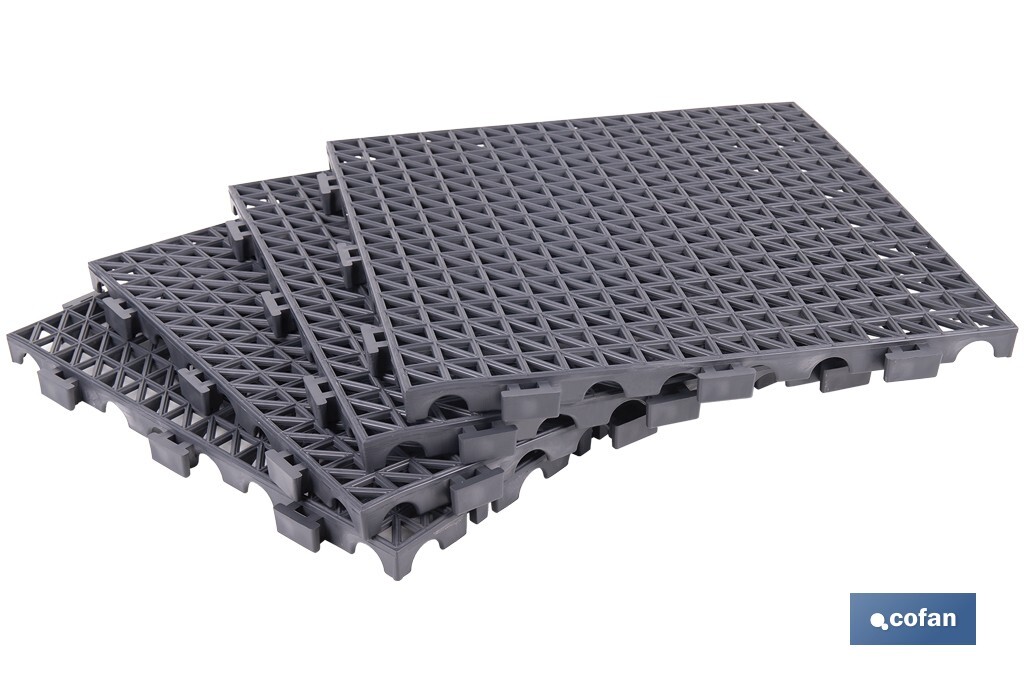 SET DE 4 UDS. LOSETA ALVEOLADA GRIS OSCURO DE PVC 33 X 33 X 2 CM