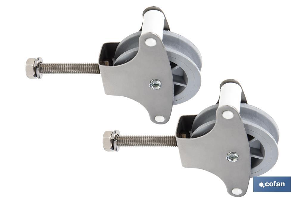 PACK 2 POLEAS PARA TENDEDERO ACERO INOXIDABLE 304 ROLDANA 4 CM