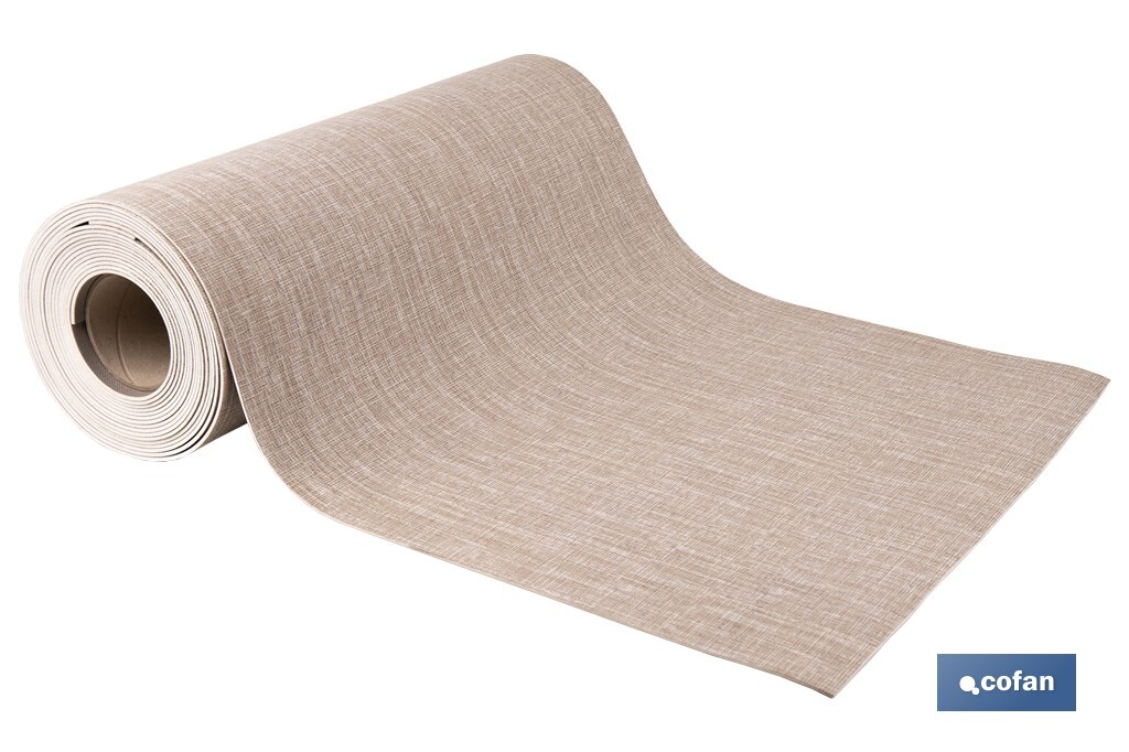 ROLLO DE ALFOMBRA VINÍLICA CON EFECTO JASPEADO BEIGE 84% VINILO 16% POLIÉSTER 52 CM X 20 M