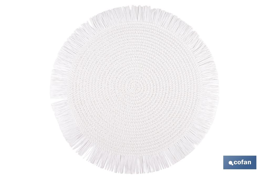 BAJOPLATO REDONDO FLECOS DE COLOR BLANCO MEDIDA 38 CM