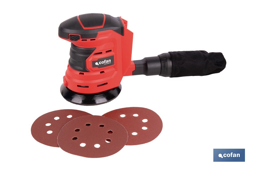 LIJADORA ORBITAL A BATERÍA Li-ion 20 V 125 MM 10000 RPM SIN CARGADOR NI BATERÍA